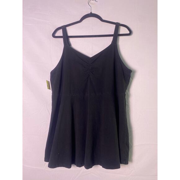 Torrid Black Knit Flare Peplum Cami Top Ruched V-neck Women's Plus Size 3X - Picture 1 of 2